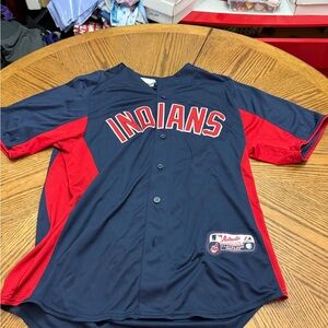 Majestic Cleveland Indians Navy and Red Baseball Jersey